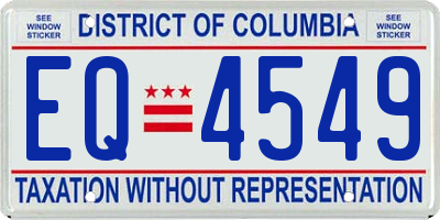 DC license plate EQ4549