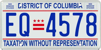 DC license plate EQ4578