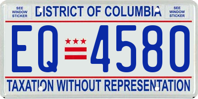 DC license plate EQ4580