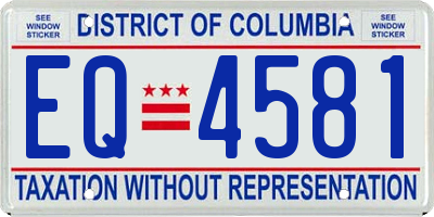 DC license plate EQ4581