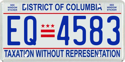 DC license plate EQ4583