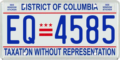 DC license plate EQ4585