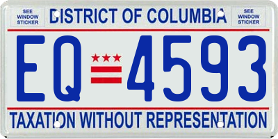 DC license plate EQ4593