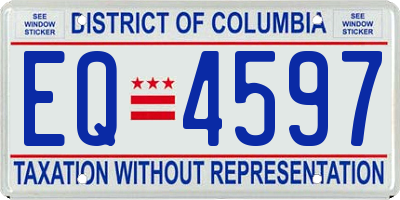 DC license plate EQ4597