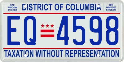 DC license plate EQ4598
