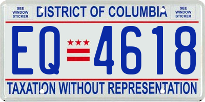 DC license plate EQ4618