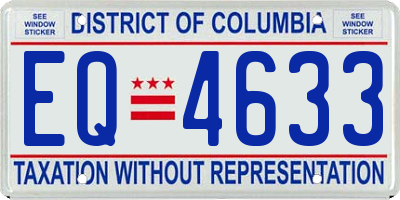 DC license plate EQ4633