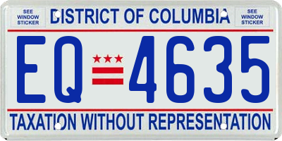 DC license plate EQ4635
