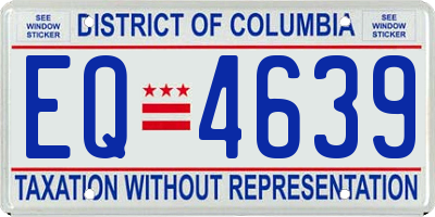 DC license plate EQ4639