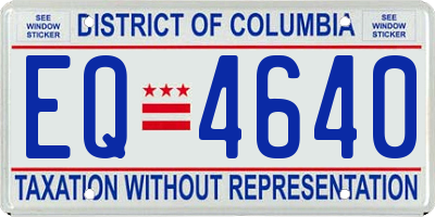 DC license plate EQ4640