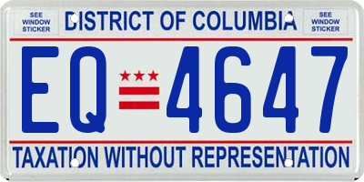 DC license plate EQ4647