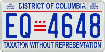 DC license plate EQ4648