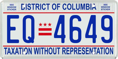 DC license plate EQ4649