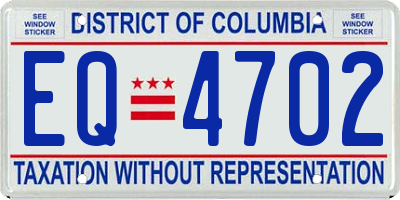 DC license plate EQ4702