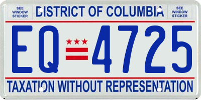 DC license plate EQ4725