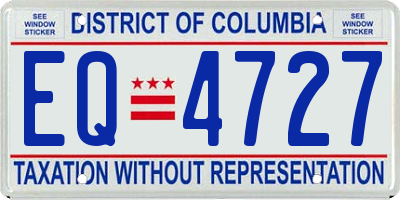 DC license plate EQ4727