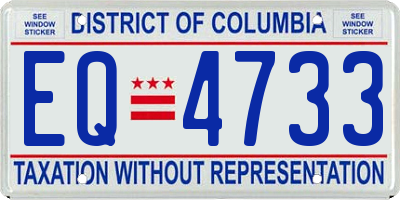 DC license plate EQ4733