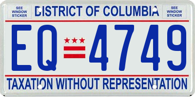 DC license plate EQ4749