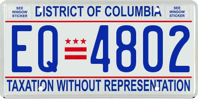 DC license plate EQ4802