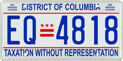 DC license plate EQ4818