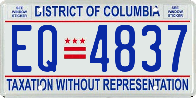 DC license plate EQ4837
