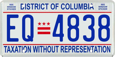 DC license plate EQ4838