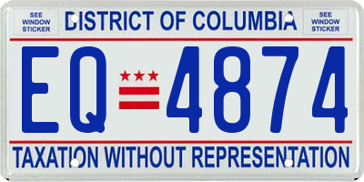 DC license plate EQ4874