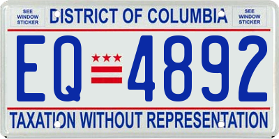 DC license plate EQ4892