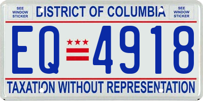 DC license plate EQ4918