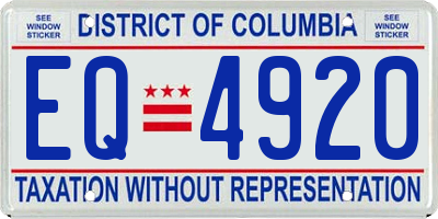 DC license plate EQ4920