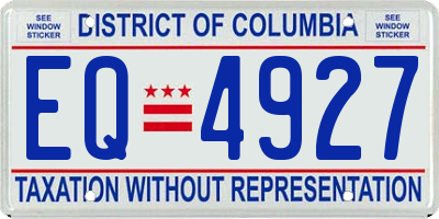 DC license plate EQ4927