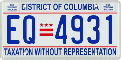 DC license plate EQ4931