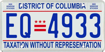 DC license plate EQ4933