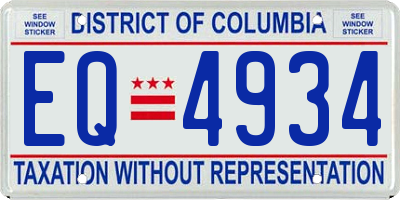 DC license plate EQ4934