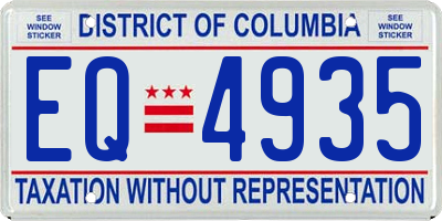 DC license plate EQ4935