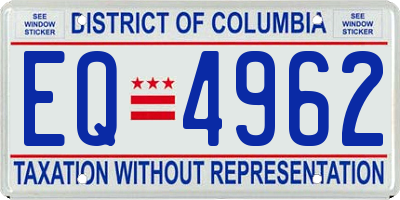 DC license plate EQ4962