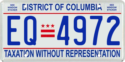 DC license plate EQ4972