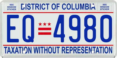 DC license plate EQ4980