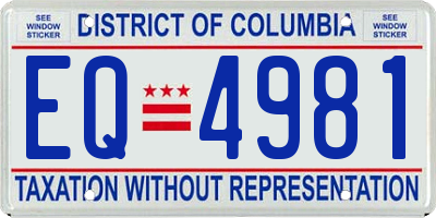 DC license plate EQ4981