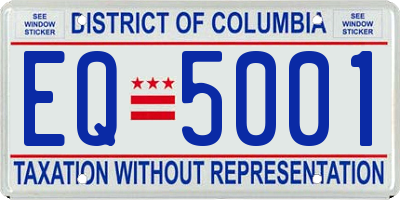 DC license plate EQ5001