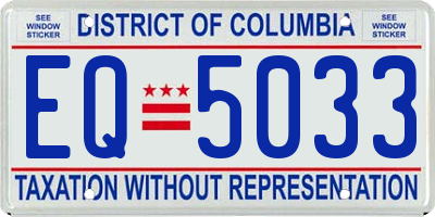 DC license plate EQ5033
