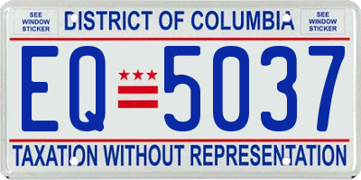 DC license plate EQ5037