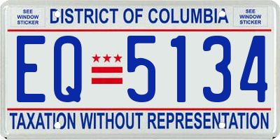 DC license plate EQ5134