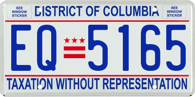 DC license plate EQ5165