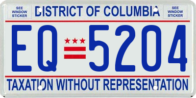 DC license plate EQ5204