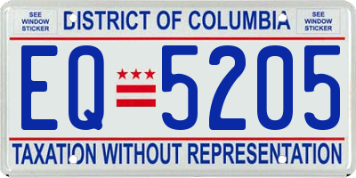 DC license plate EQ5205
