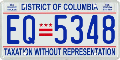 DC license plate EQ5348