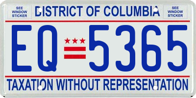 DC license plate EQ5365