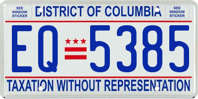 DC license plate EQ5385