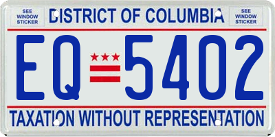 DC license plate EQ5402
